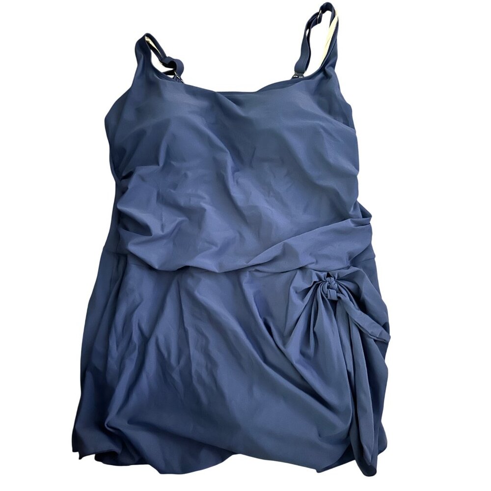 Eomenie Womens Navy Blue One-Piece Swim Dress 22W Plus Size Nylon Spandex - Picture 2 of 6